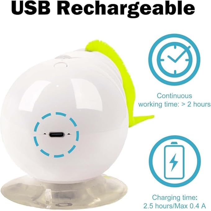 Whirlie Cat Toy – Smart Motion Interactive Cat Toy with Worm Design for Indoor Cats Automatic Cat Toys Tail for Hunting, Jumping, and Interactive Play Mount on Wall, Window